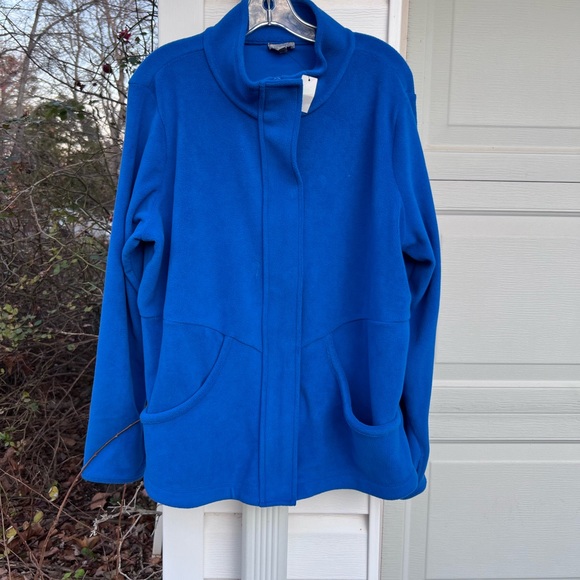 NWT Talbots Soft & Cozy Royal Blue Fleece Long Sleeve Jacket With Pockets - Picture 5 of 5